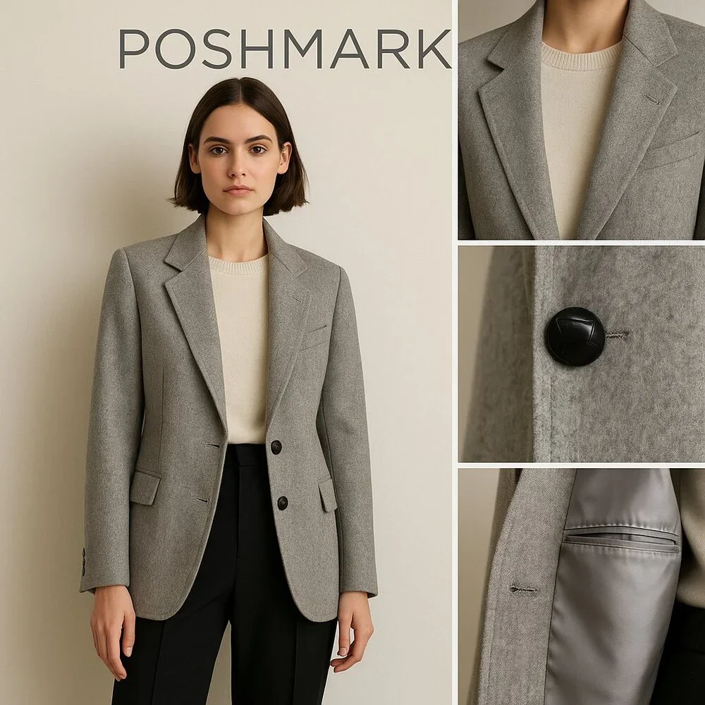 Vintage Hunter Haig Gray Wool Blazer — Union Made in USA | Quiet Luxury Classic - Picture 3 of 11